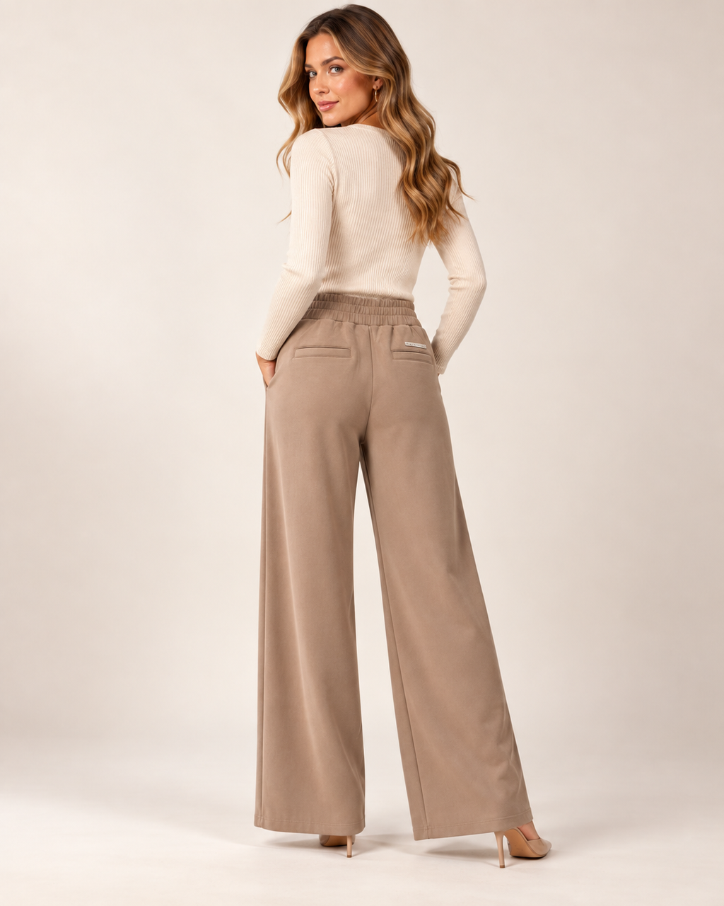 Rino & Pelle Pollie Regular Length Wide Leg Trousers – Dusty Desert