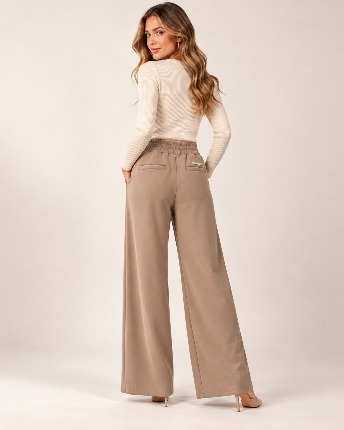 Rino & Pelle Pollie Regular Length Wide Leg Trousers – Dusty Desert
