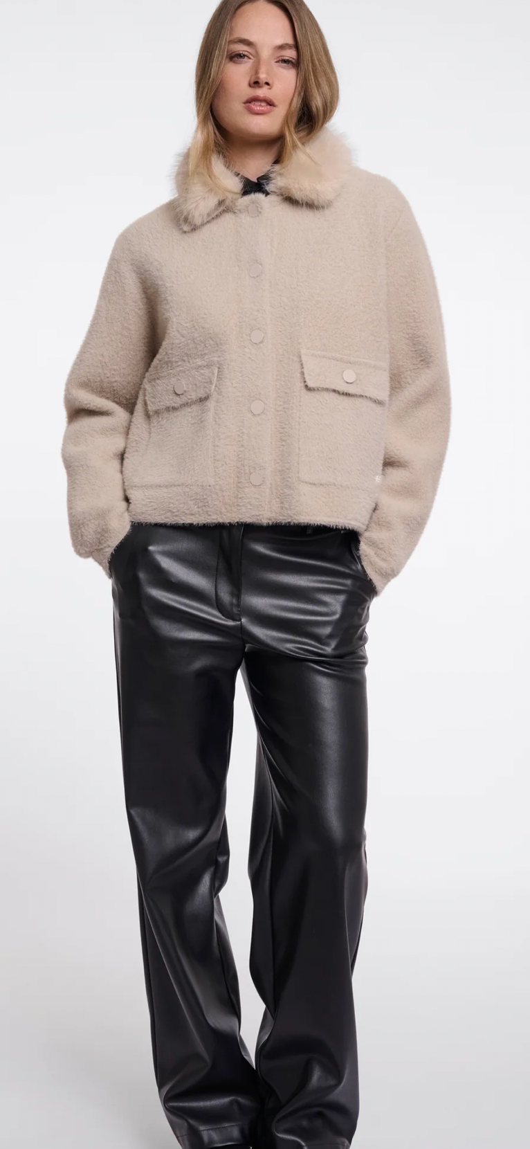 Rino & Pelle Nia Jacket with Detachable Collar – Beige