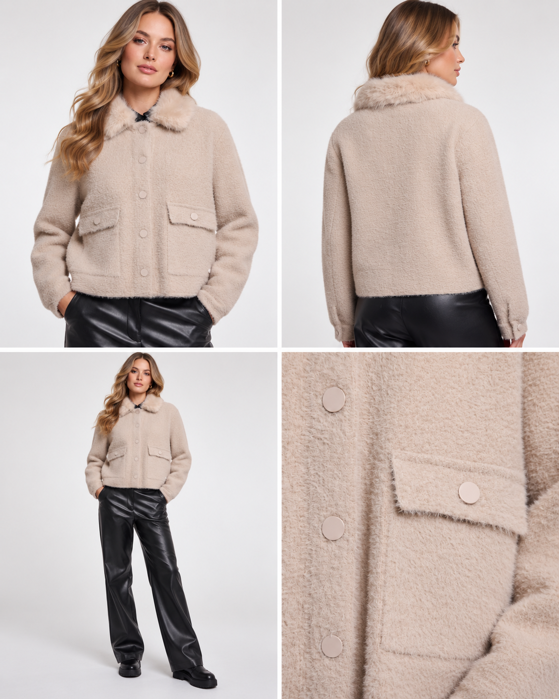 Rino & Pelle Nia Jacket with Detachable Collar – Beige
