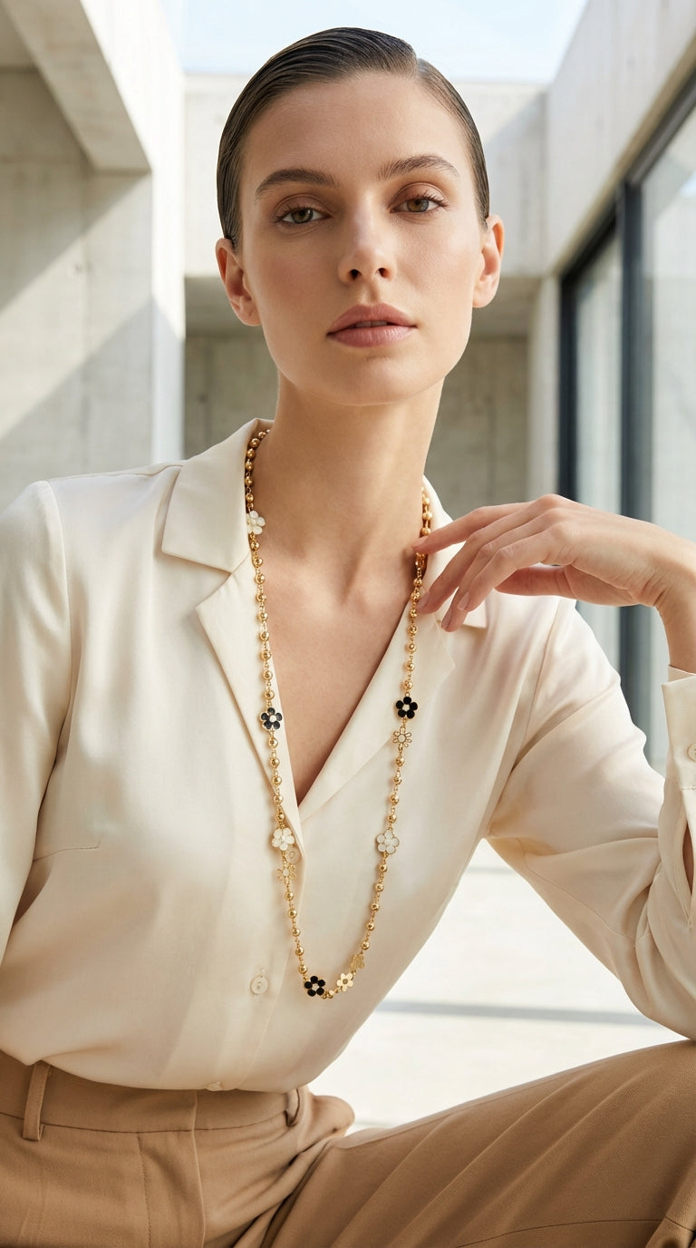 Envy Floral Beaded Necklace – Style 4860 (Gold)