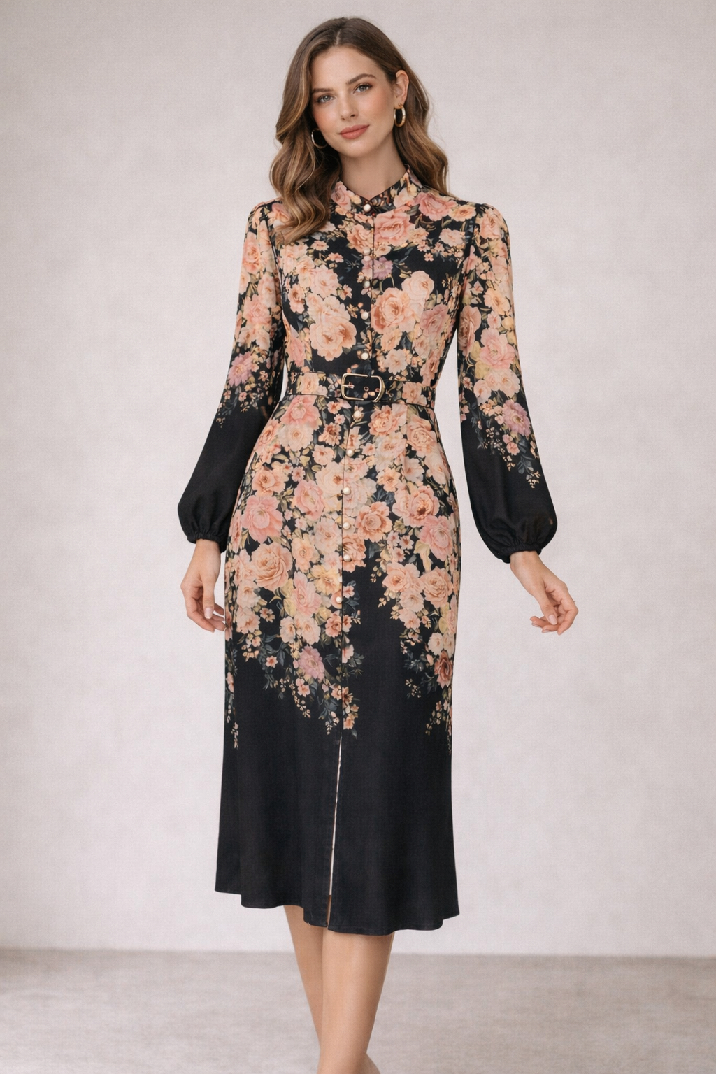 fitted lace wedding dress Azaka Floral Belted Midi Dress – Elegant Wedding Guest & Race Day Styl –  hollywoodcollections.online