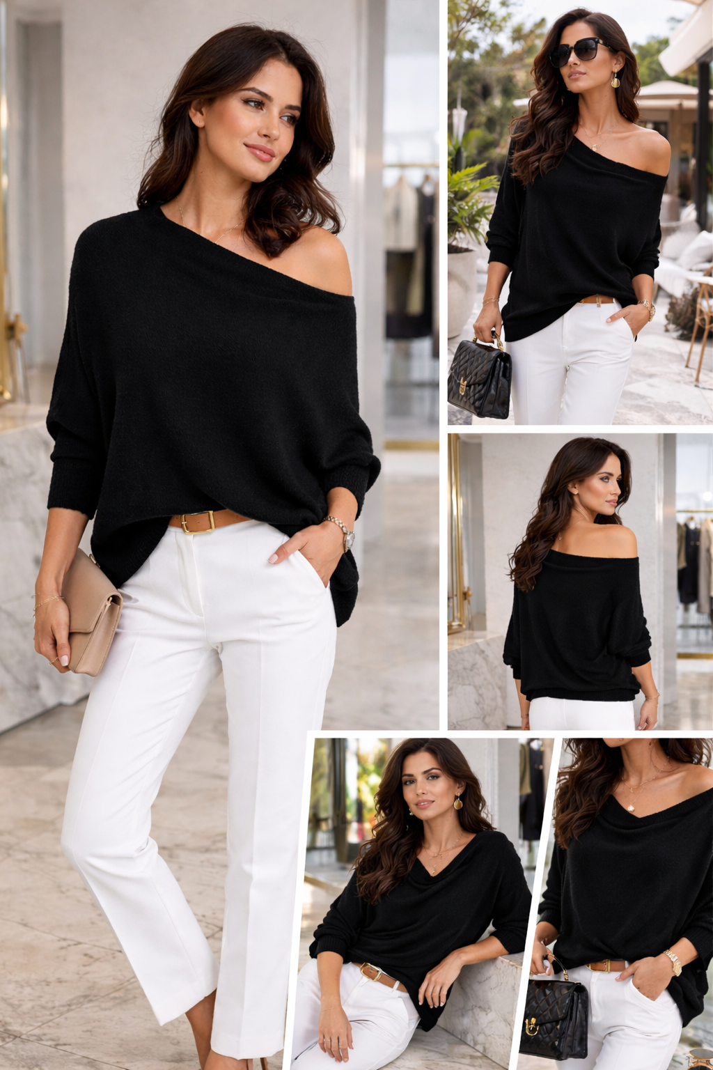 Alpini Made in Italy Asymmetrical Knit Sweater – Multi-Way Styling