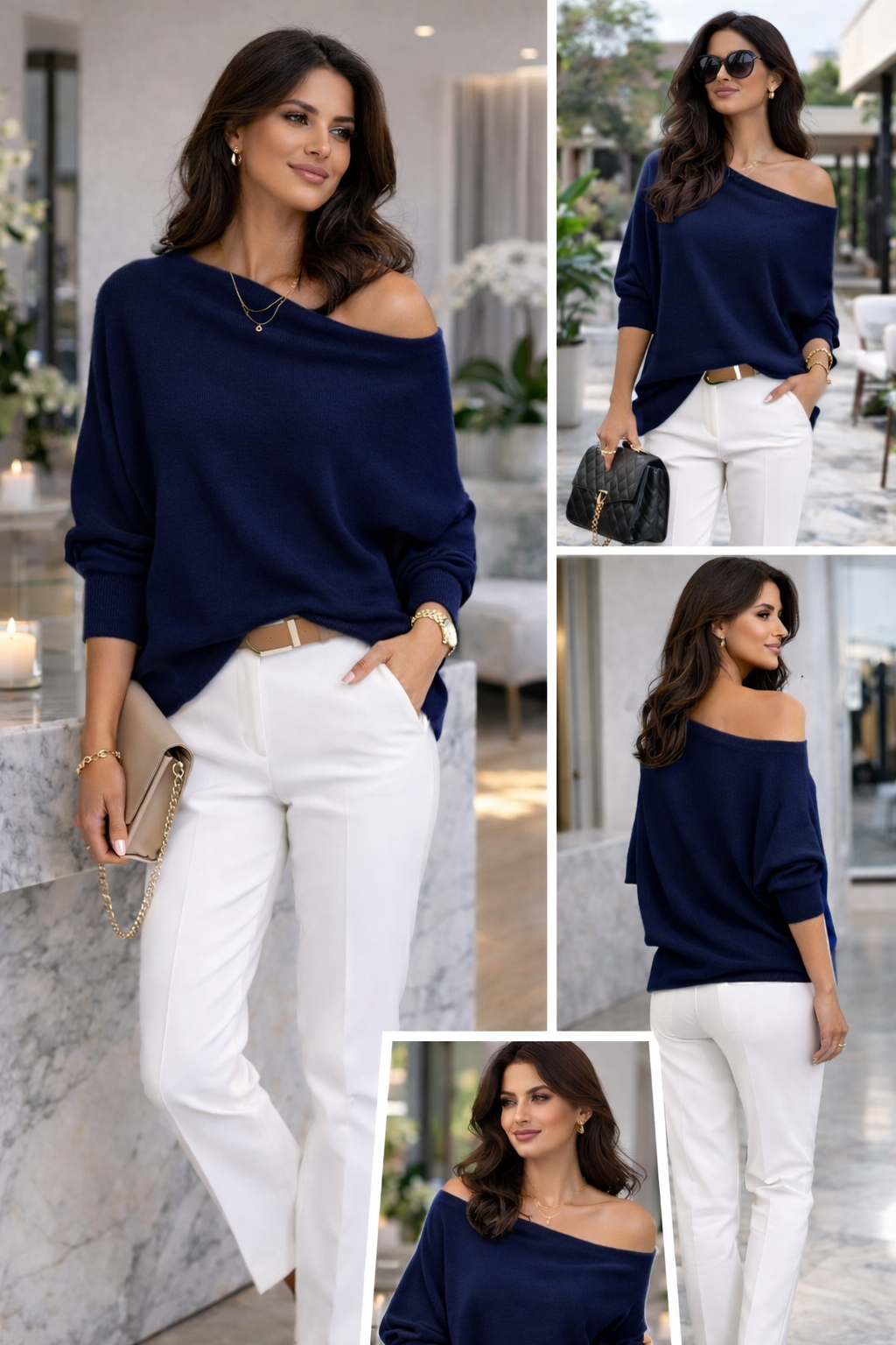 Alpini Made in Italy Asymmetrical Knit Sweater – Multi-Way Styling

Navy Blue