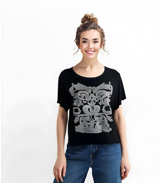 Malissa J Black Diamanté T-Shirt One Size