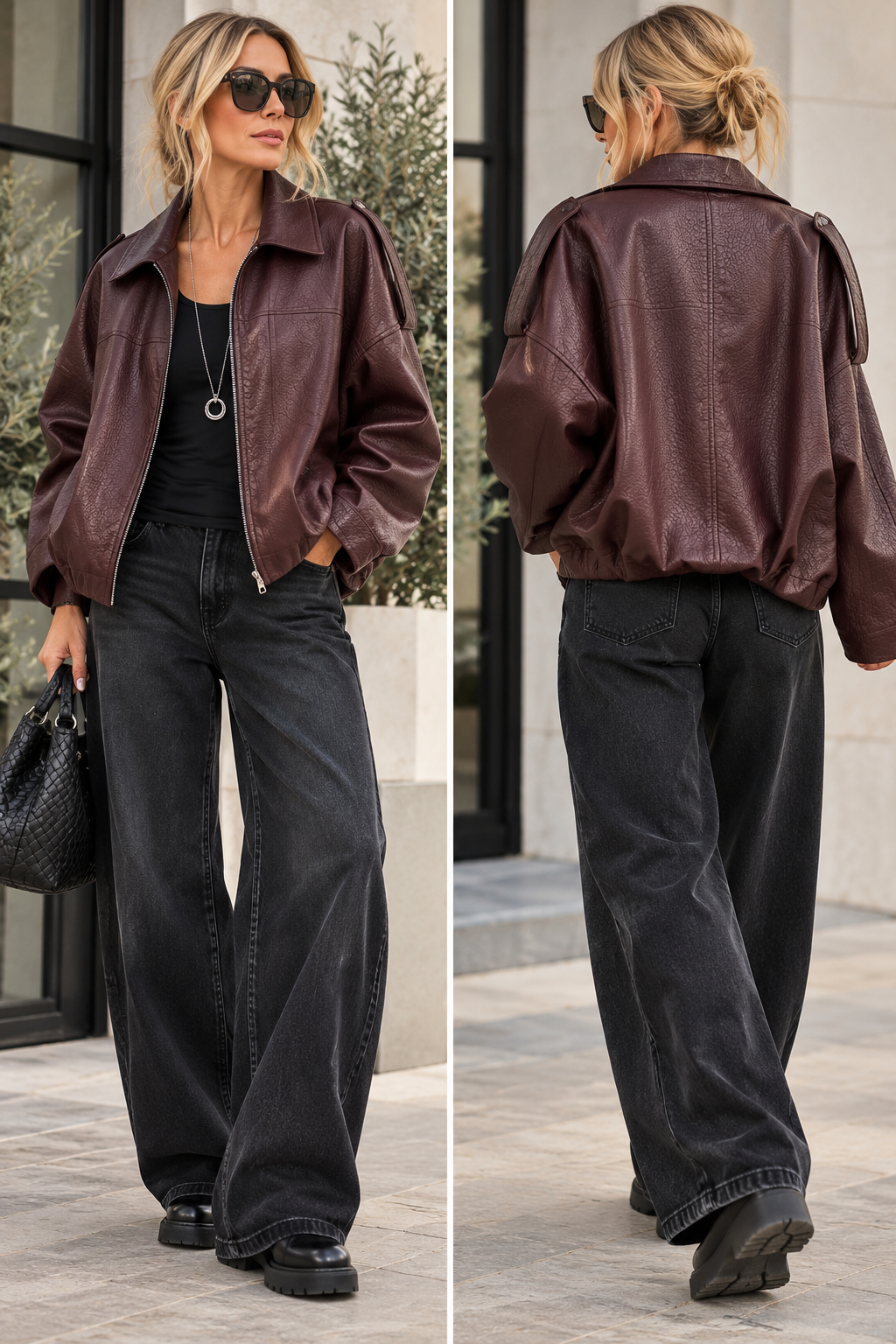 Kurt Muller Burgundy Faux Leather Jacket – Style 8873