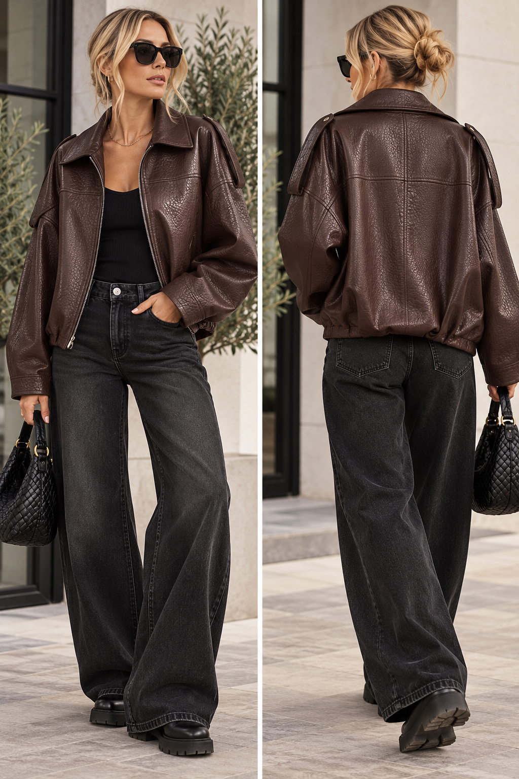 Kurt Muller Faux Leather Jacket – Style 8873 - Dark Brown