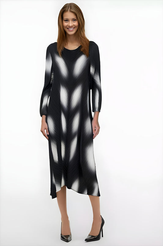 Malissa J Black & White Two Tone Crinkle Dress One Size WF2476