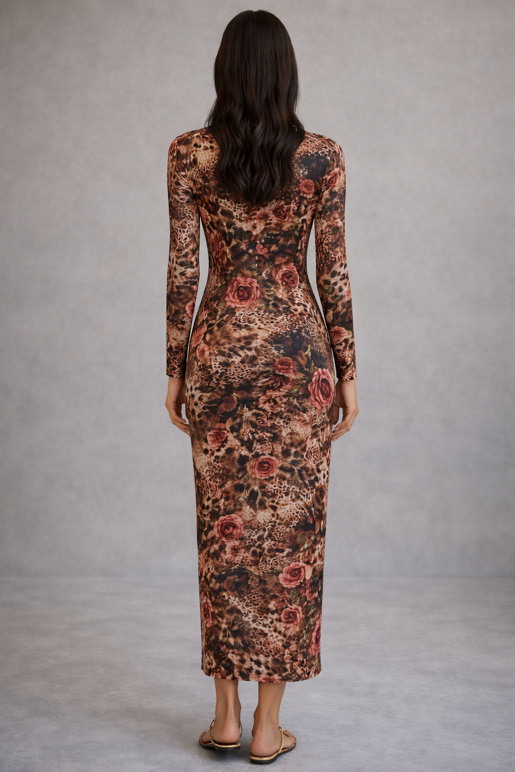 Malissa J Leopard & Floral Print Midi Dress – V-Neck | One Size (With Slip)