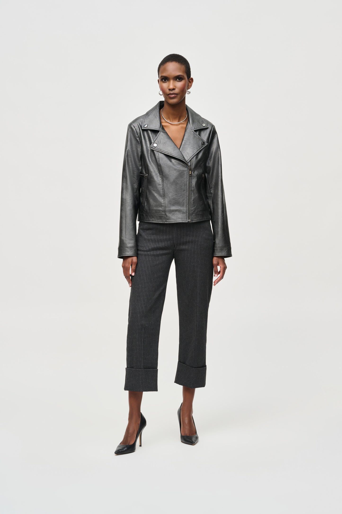 Joseph Ribkoff Metallic Faux Leather Biker Jacket
234902F24 in Gunmetal A/W 24