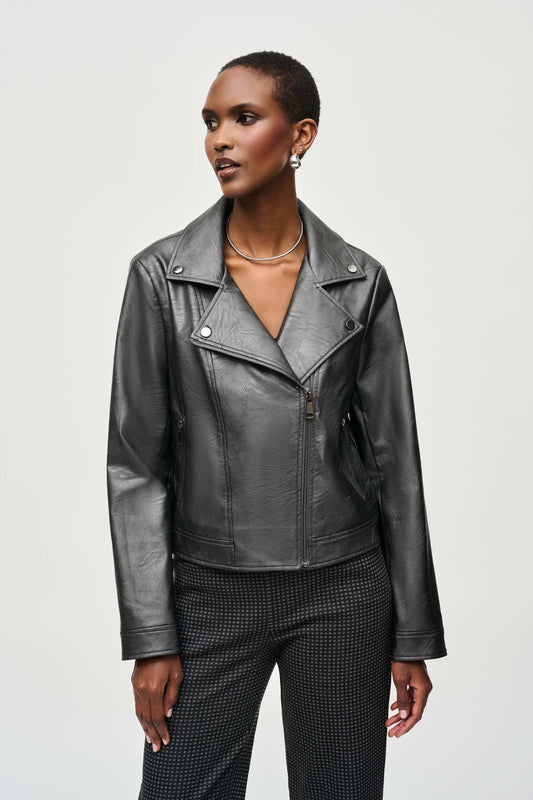 Joseph Ribkoff Metallic Faux Leather Biker Jacket
234902F24 in Gunmetal A/W 24