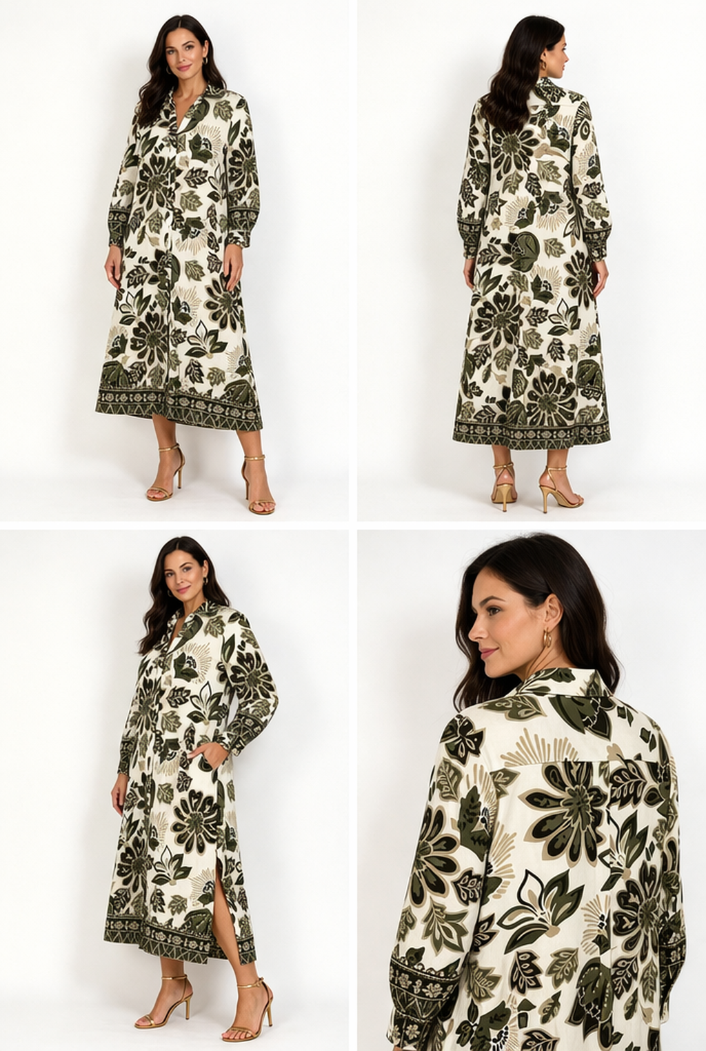 Malissa J Botanic Shirt Dress – Khaki | One Size