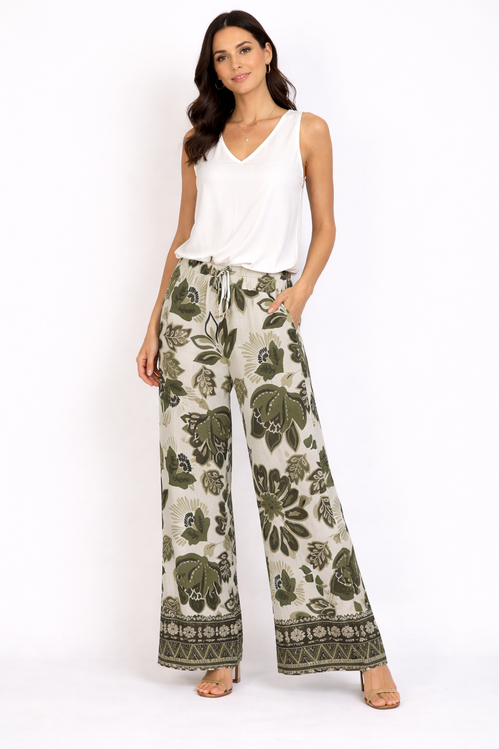 Malissa J Botanic Wide Leg Trousers – Sage | One Size