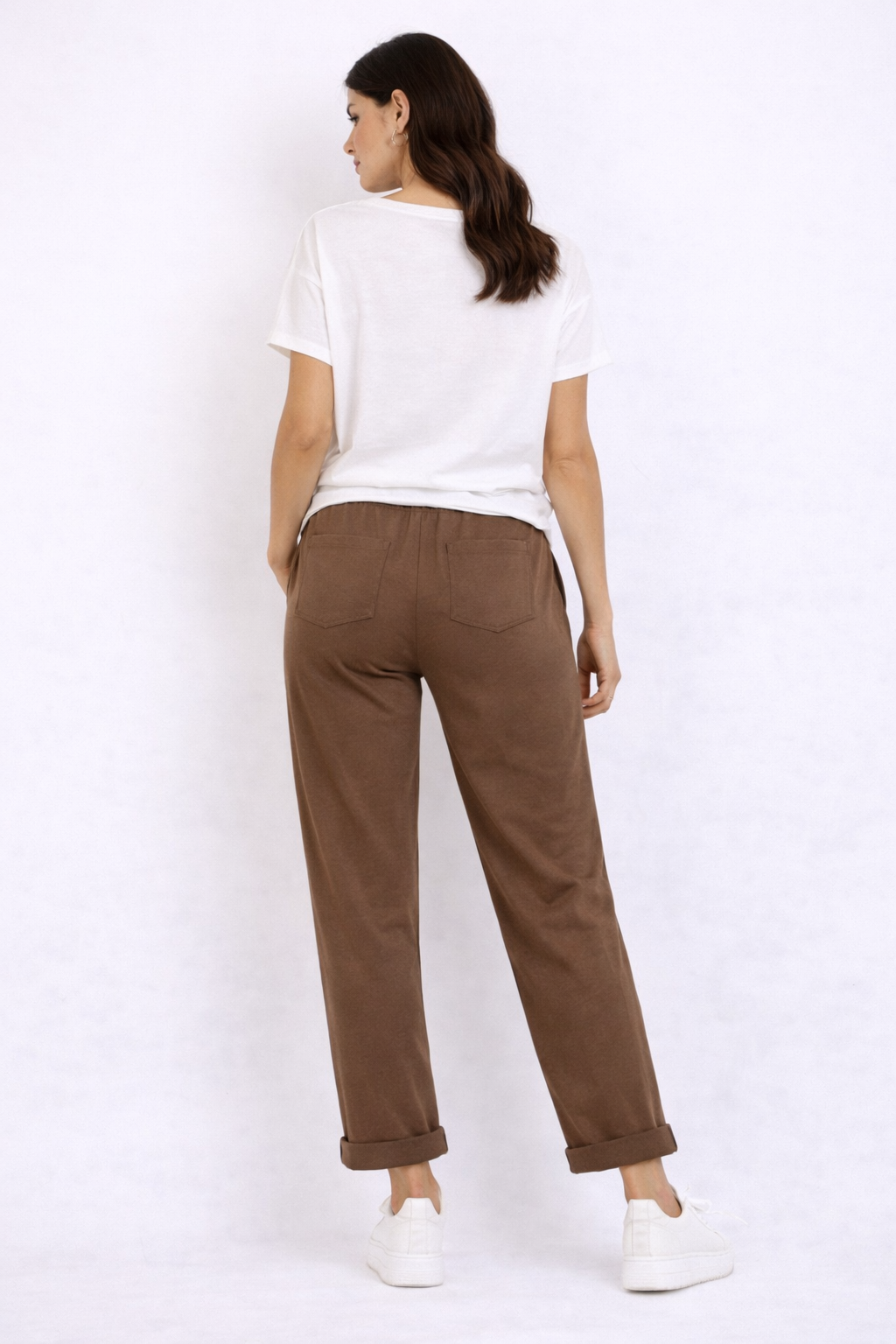 Malissa J Jersey Cuffed Cigarette Trousers – Coffee