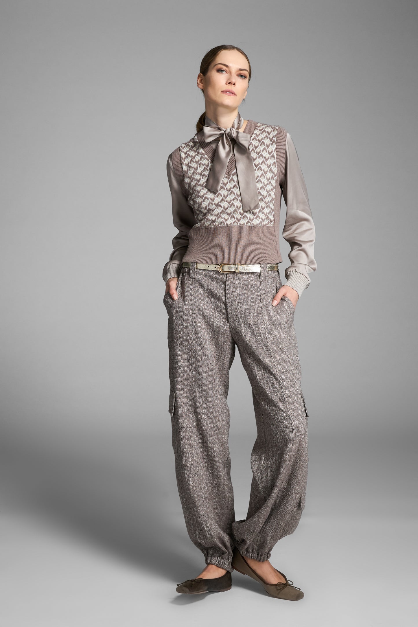 Tricot Chic Tweed Cargo Pants Style S175