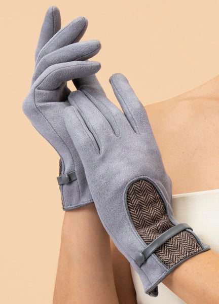 Powder Genevieve Faux Suede Gloves in Mist or