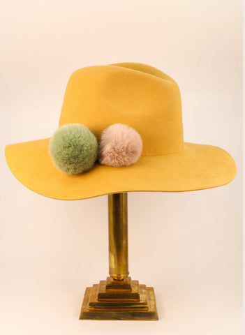 Powder Cassandra Wool Hat in Mustard is